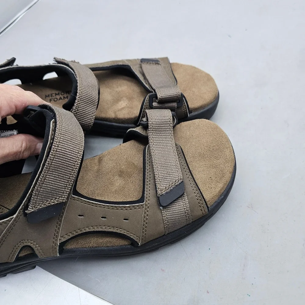 St Johns Bay SJB LEO Mens Brown Memory Foam Sport Hiking Sandals Size 9 629-1005